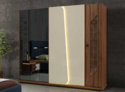Bedroom Wardrobe Wardrobe Wood Design brown Luxury LED Cabinets